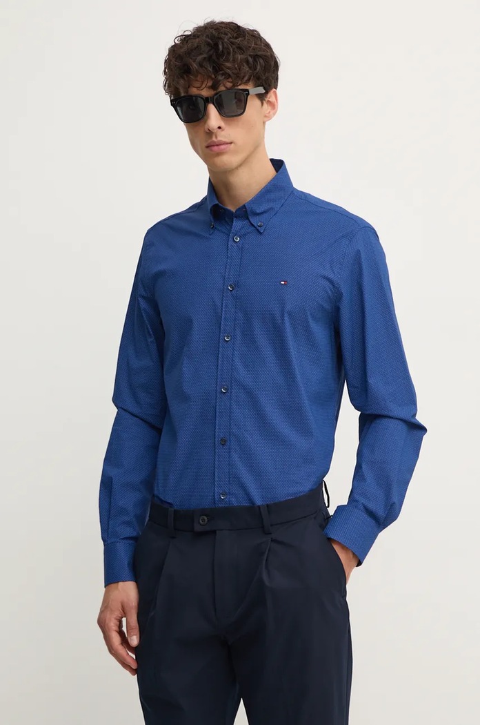 Košile Tommy Hilfiger slim námořnická modř MW0MW36914