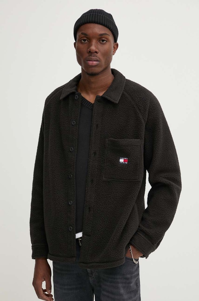 Košeľové sako Tommy Jeans nezateplené čierna DM0DM19647