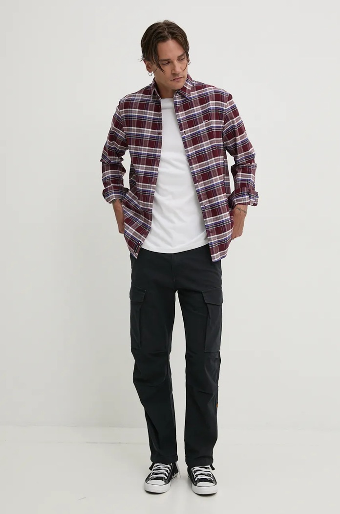 Pamučna košulja Tommy Jeans DM0DM19648 bordo AW24