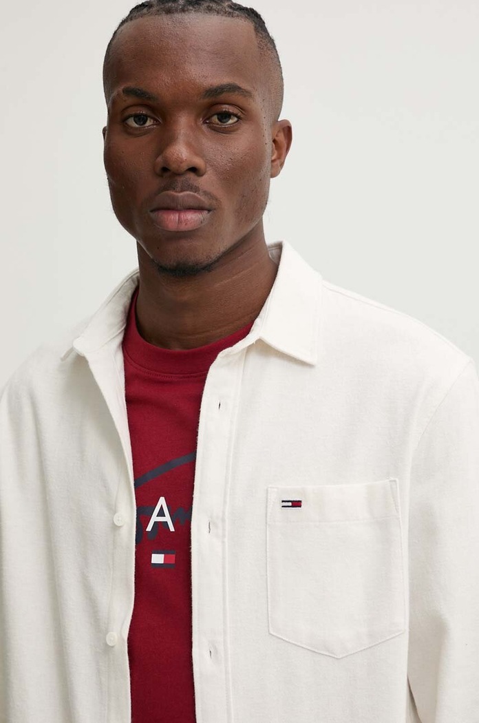 Pamučna košulja Tommy Jeans bež DM0DM19656