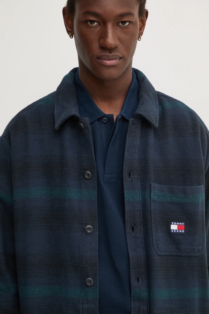 Pamučna košulja Tommy Jeans mornarsko plava DM0DM19657