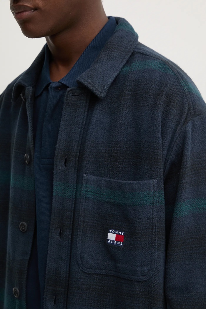 Pamučna košulja Tommy Jeans DM0DM19657 mornarsko plava