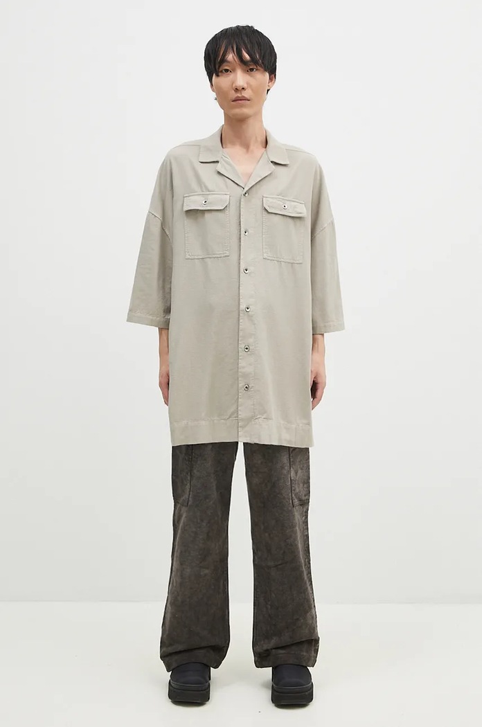 Хлопковая рубашка Rick Owens Magnum Tommy гладкий бежевый DU02D2290.CFL