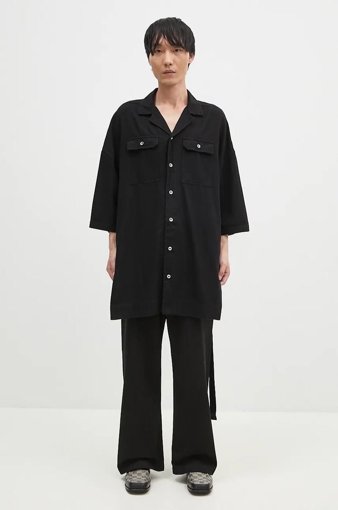 Rick Owens koszula bawełniana Magnum Tommy gładkie czarny DU02D2290.CFL