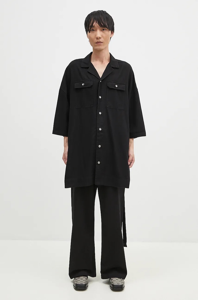 Rick Owens koszula bawełniana Magnum Tommy gładkie czarny DU02D2290.CFL