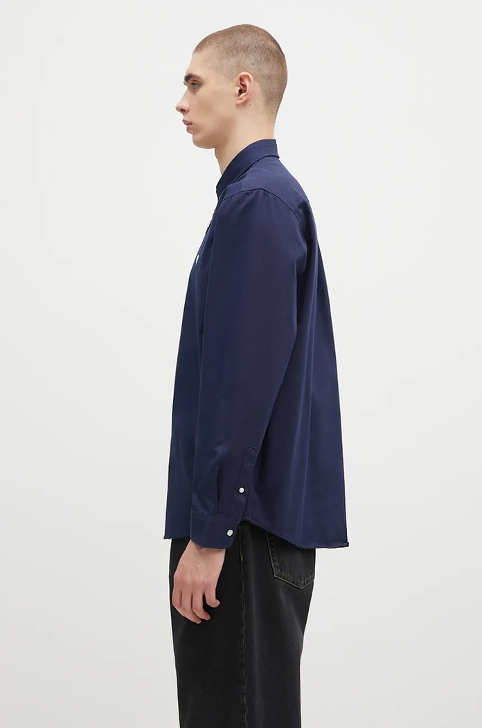 Pamučna košulja Carhartt WIP Longsleeve Madison Shirt I023339.2E2XX mornarsko plava AW24