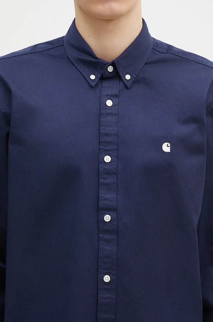 Pamučna košulja Carhartt WIP Longsleeve Madison Shirt mornarsko plava I023339.2E2XX