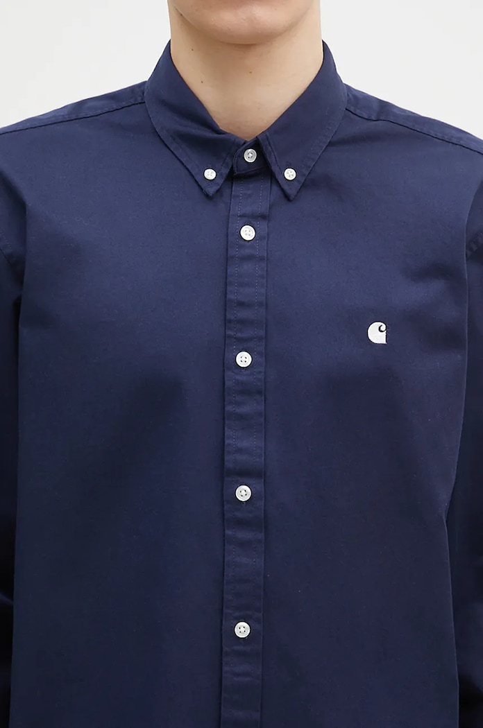 Pamučna košulja Carhartt WIP Longsleeve Madison Shirt mornarsko plava I023339.2E2XX