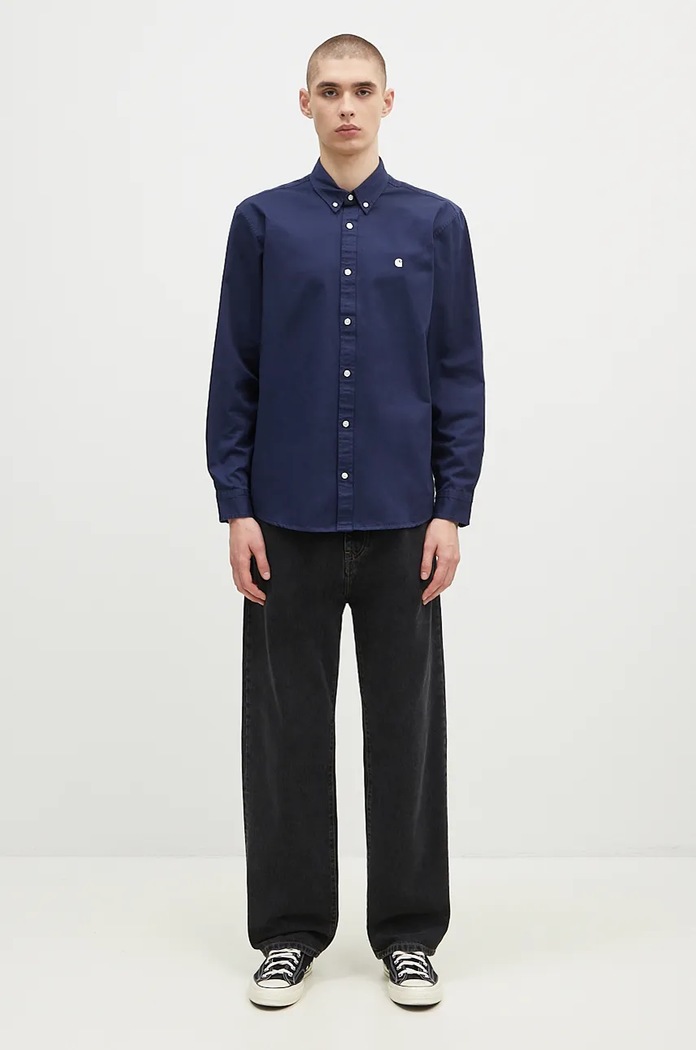 Pamučna košulja Carhartt WIP Longsleeve Madison Shirt I023339.2E2XX mornarsko plava