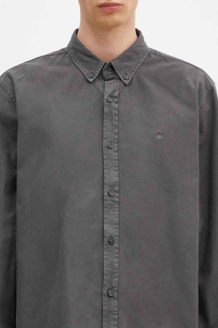 Хлопковая рубашка Carhartt WIP Longsleeve Bolton Shirt серый I030238.87GD