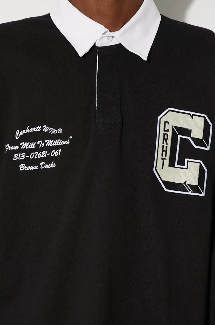 Carhartt WIP cotton longsleeve top Longsleeve Brown Ducks Rugby Shirt black I033832.0D2XX