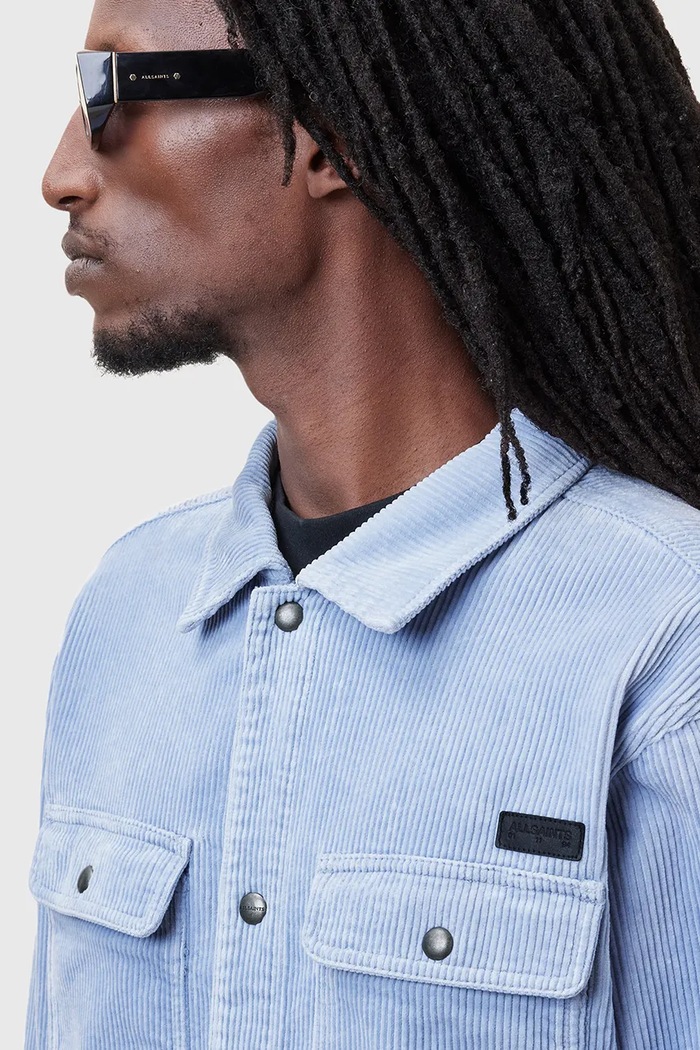 AllSaints koszula sztruksowa CASTLEFORD M084OB niebieski AW25
