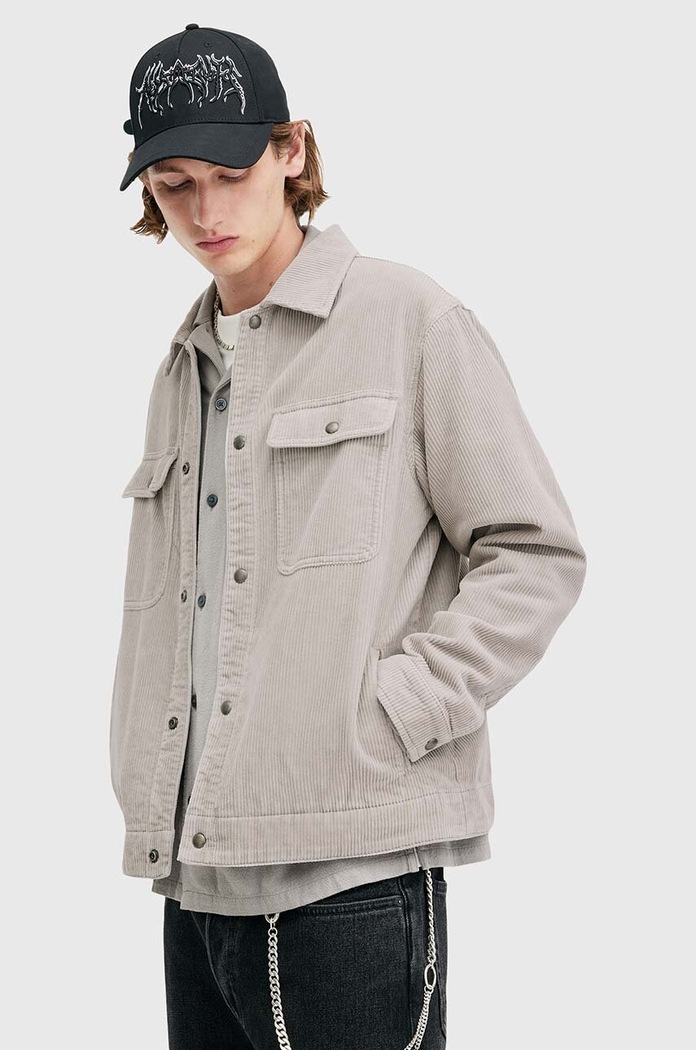 Manšestrová košile AllSaints CASTLEFORD M084OB šedá
