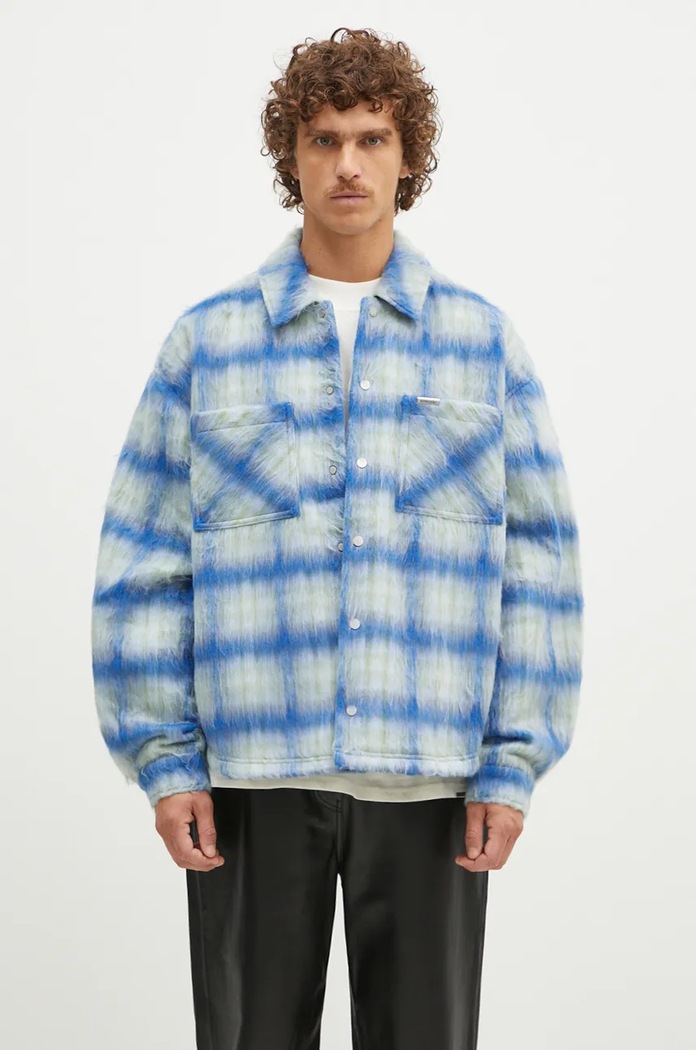 Πουκάμισο μπουφάν Represent Textured Overshirt μεταβατικό μπλε MLM2160.196