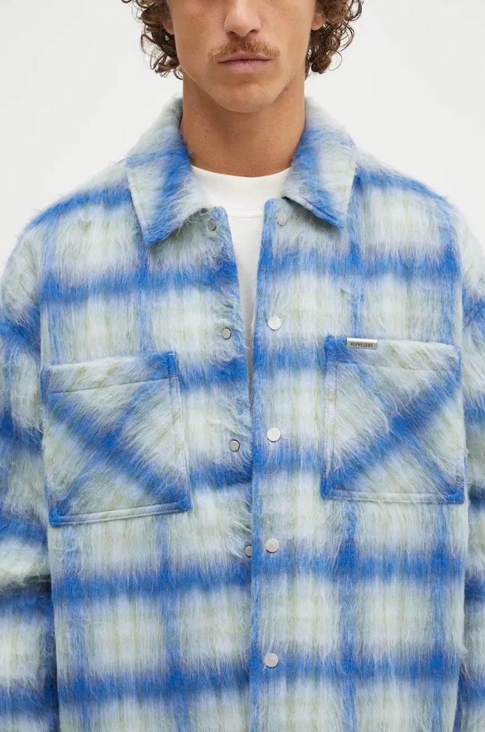 Πουκάμισο μπουφάν Represent Textured Overshirt μπλε MLM2160.196