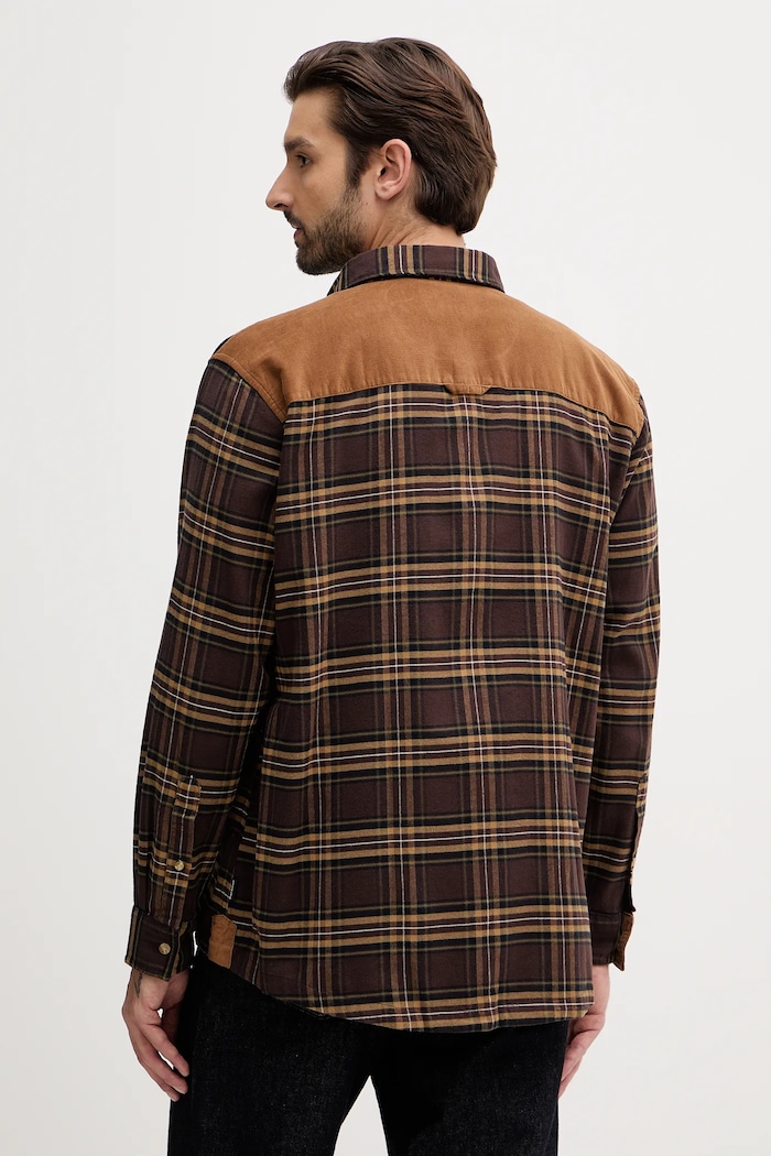 Odzież Barbour koszula bawełniana Wolfwood OS Checked Shirt MSH5508 brązowy
