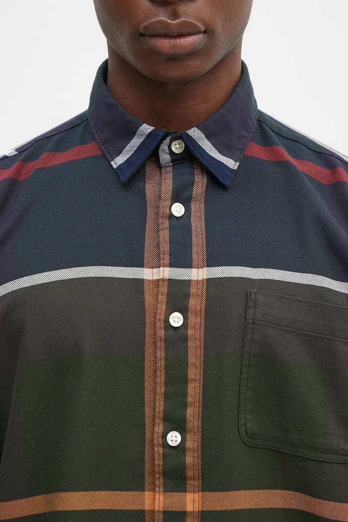 Barbour camicia in cotone Renford OS Tartan Shirt verde MSH5514