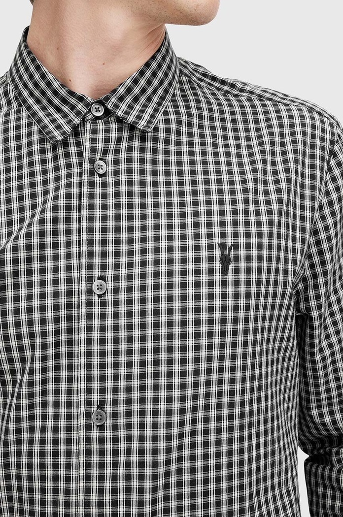 AllSaints koszula bawełniana NEO LS SHIRT M044SB czarny AW24