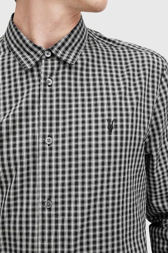 AllSaints koszula bawełniana NEO LS SHIRT M044SB czarny AW24