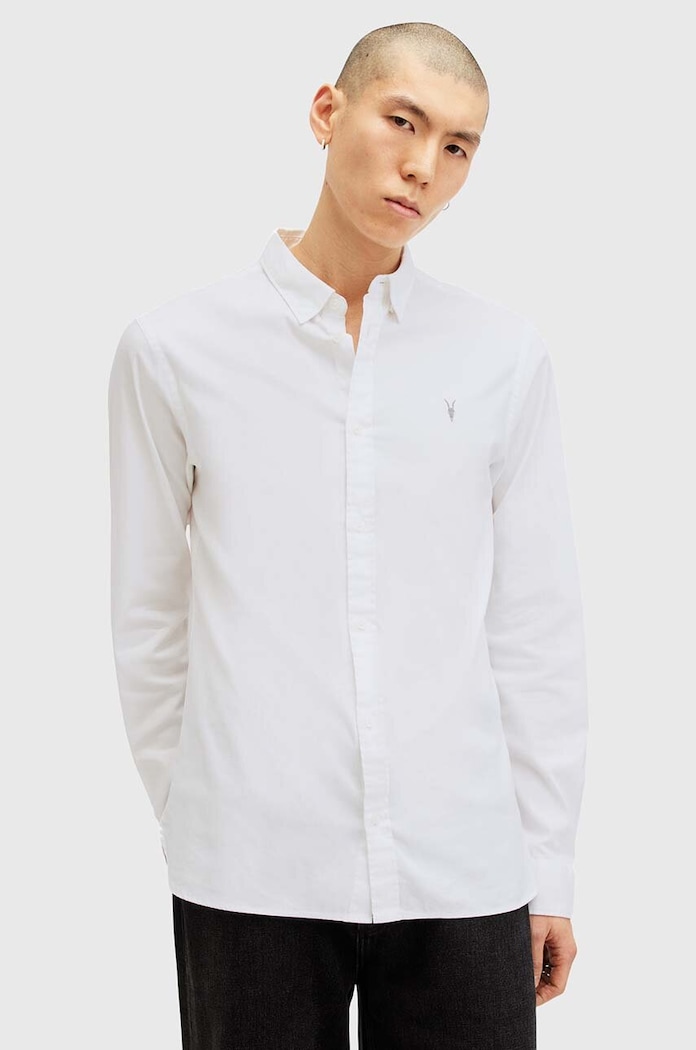 Pamučna košulja AllSaints HAWTHORNE LS SHIRT večernje bijela M150SB