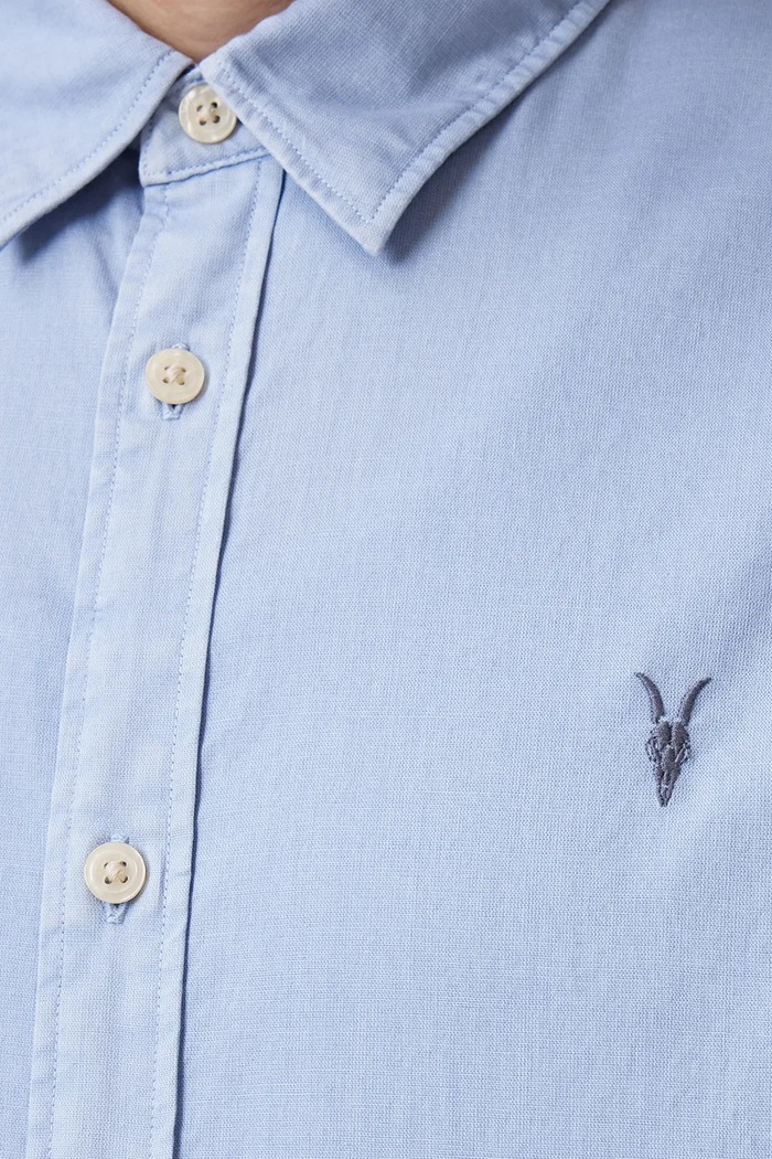 Odjeća Pamučna košulja AllSaints HAWTHORNE LS SHIRT M150SB plava