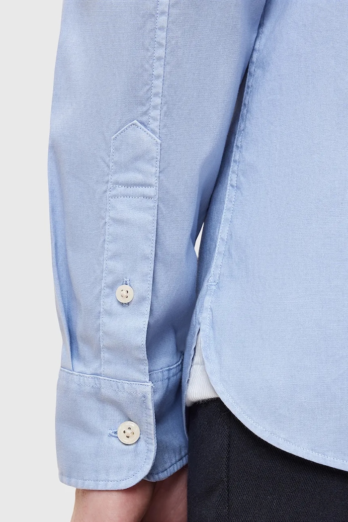 Pamučna košulja AllSaints HAWTHORNE LS SHIRT plava M150SB