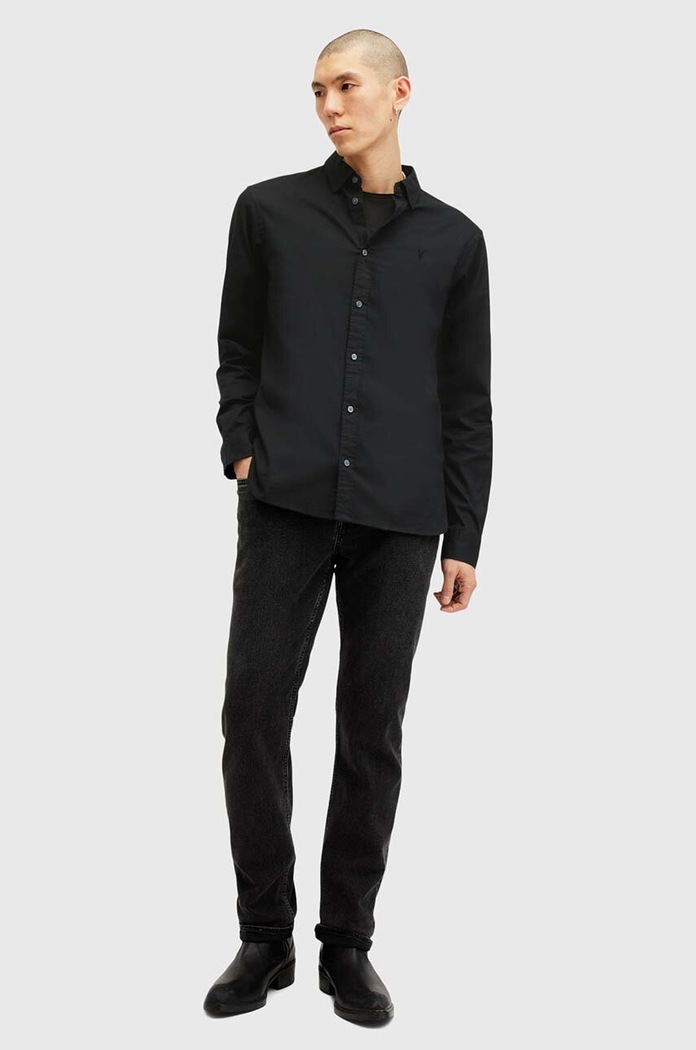 Bavlněná košile AllSaints HAWTHORNE LS SHIRT M150SB černá