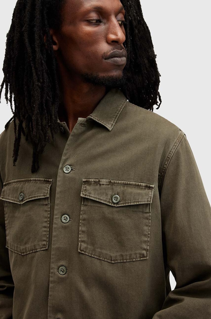 Oblečení Bavlněná košile AllSaints SPOTTER LS SHIRT M154SB zelená