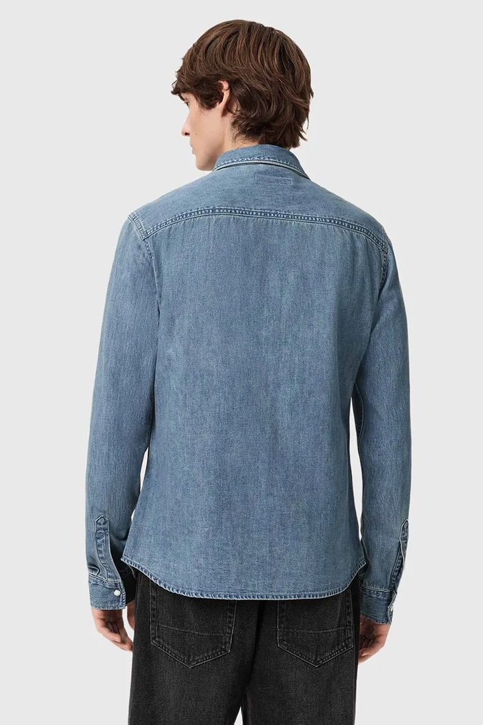 AllSaints koszula jeansowa GLEASON LS SHIRT M165SB niebieski AA00