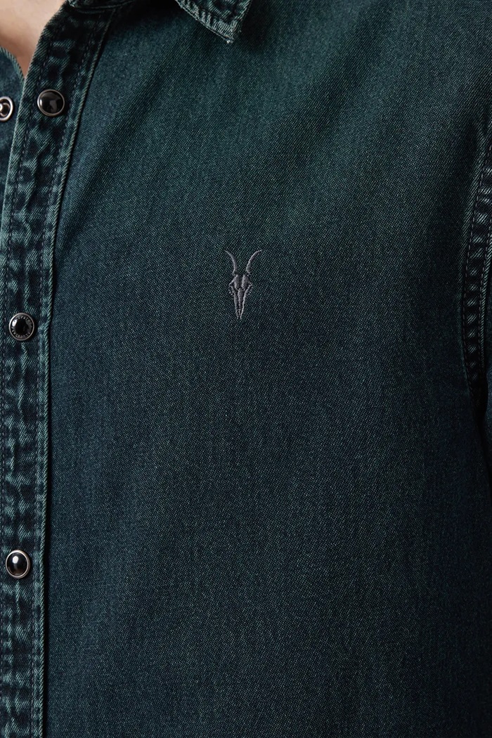 Odzież AllSaints koszula jeansowa GLEASON LS SHIRT M165SB granatowy
