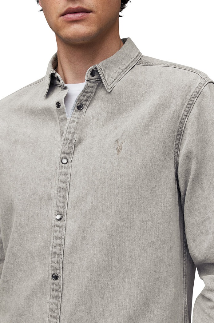 Дънкова риза AllSaints GLEASON LS SHIRT M165SB сив AA00