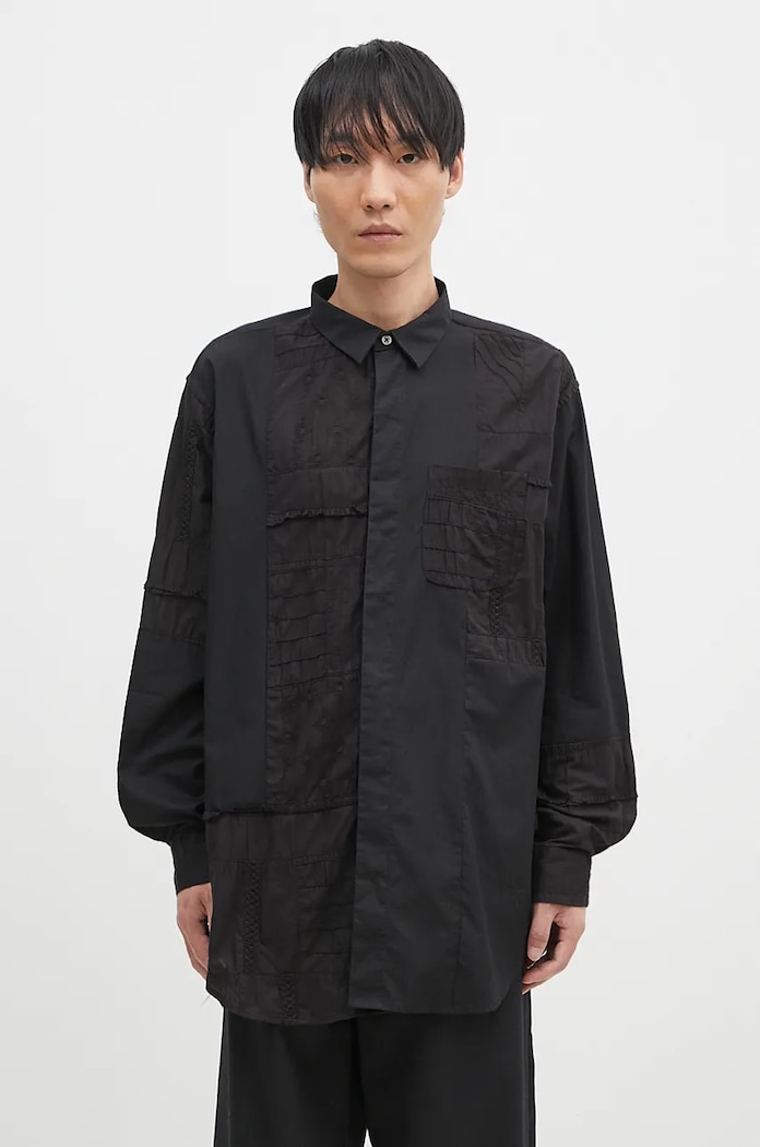 Engineered Garments cămașă din bumbac Combo Short Collar uni negru 24F1A017