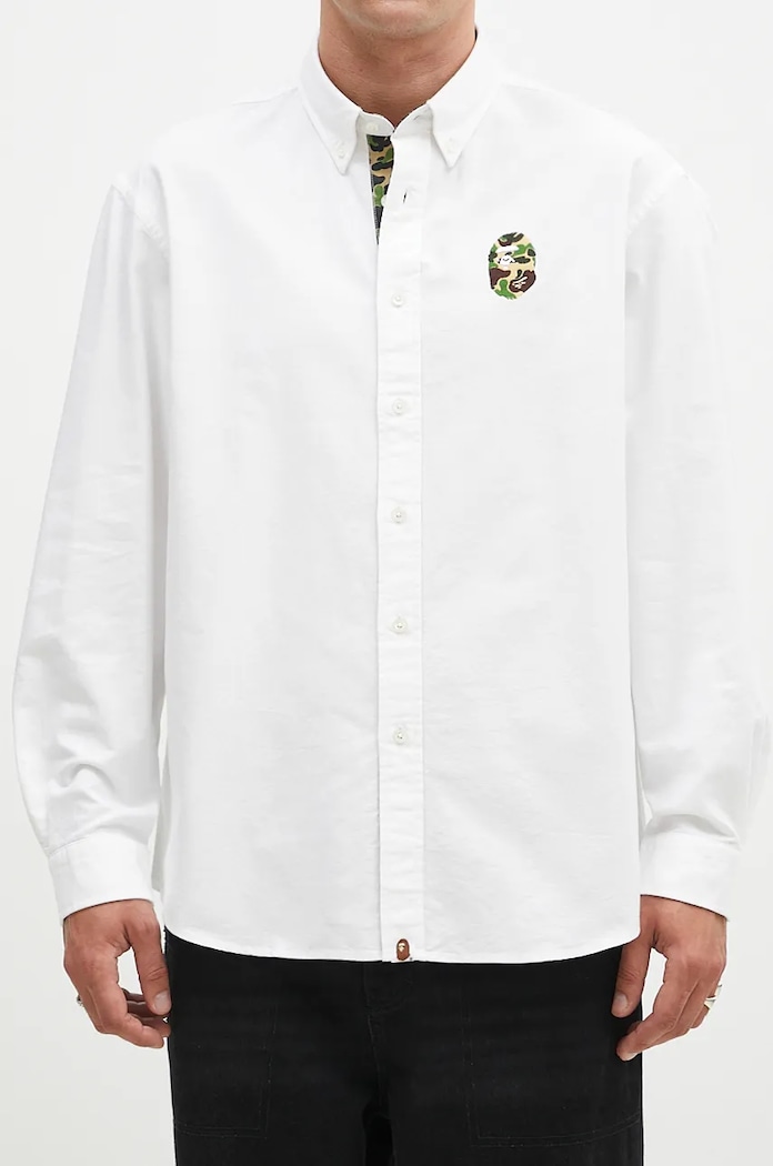 Хлопковая рубашка A Bathing Ape Abc Camo One Point Relaxed Fit белый 1K80131008