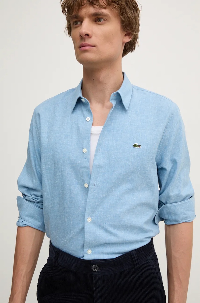 Lacoste koszula bawełniana niebieski CH2573.