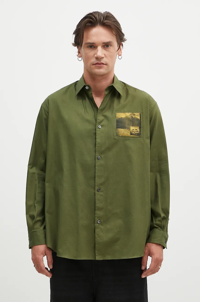 Undercover koszula bawełniana Shirt nadruk zielony UC2D4401.3