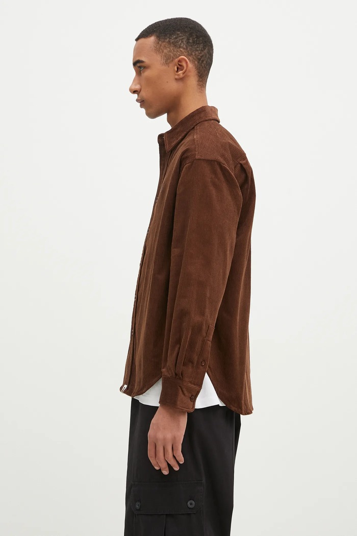 Πουκάμισο κοτλέ A Bathing Ape One Point Corduroy Longsleeve 1K80131309 καφέ AW24