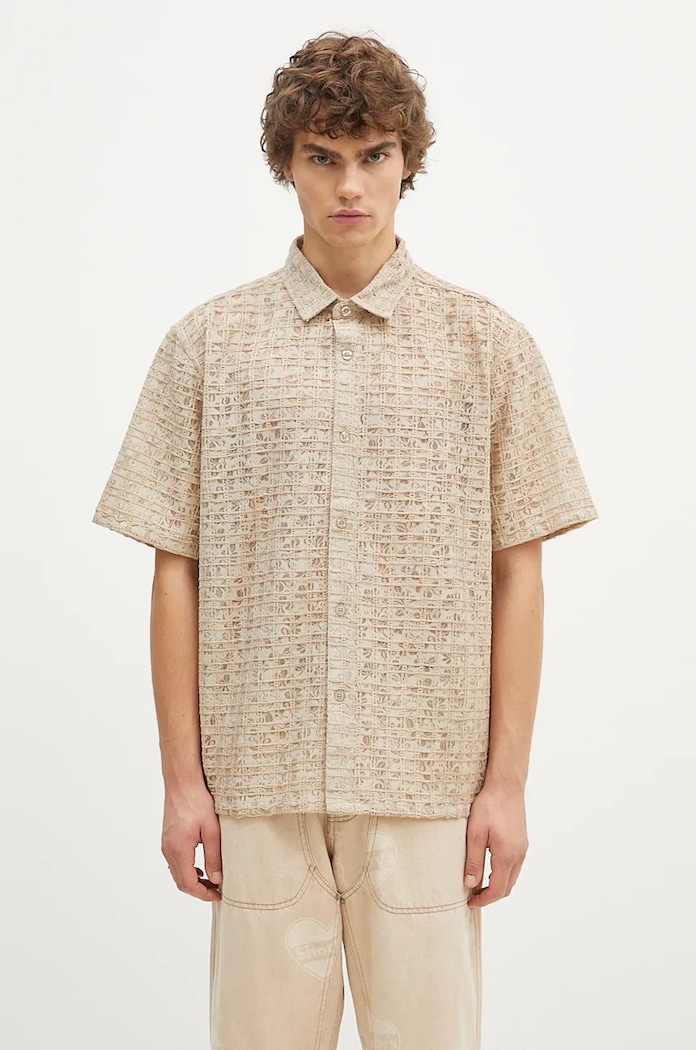 PLEASURES shirt Lacy Button Down classic beige P24F050