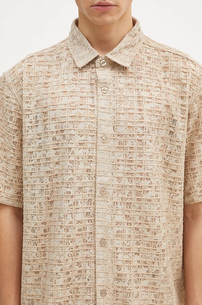PLEASURES shirt Lacy Button Down beige P24F050