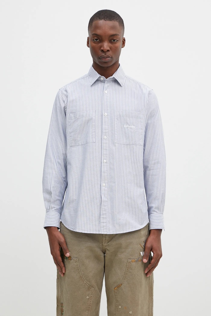 No Problemo cotton shirt Oxford Stripe Longsleeve Shirt cotton blue NP40102.02