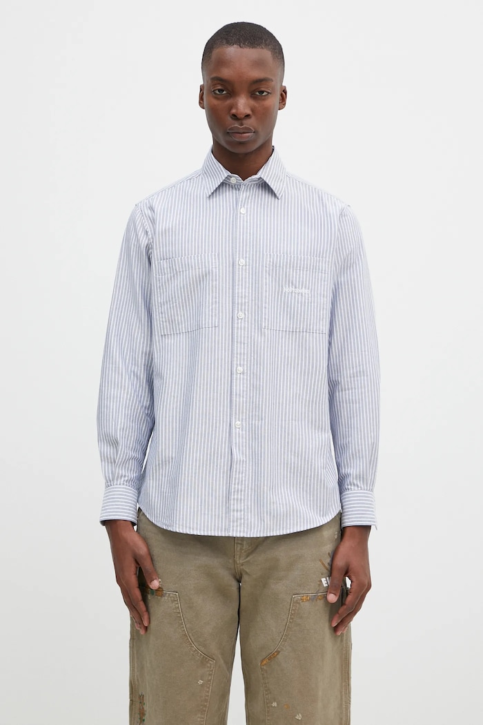 No Problemo cotton shirt Oxford Stripe Longsleeve Shirt cotton blue NP40102.02
