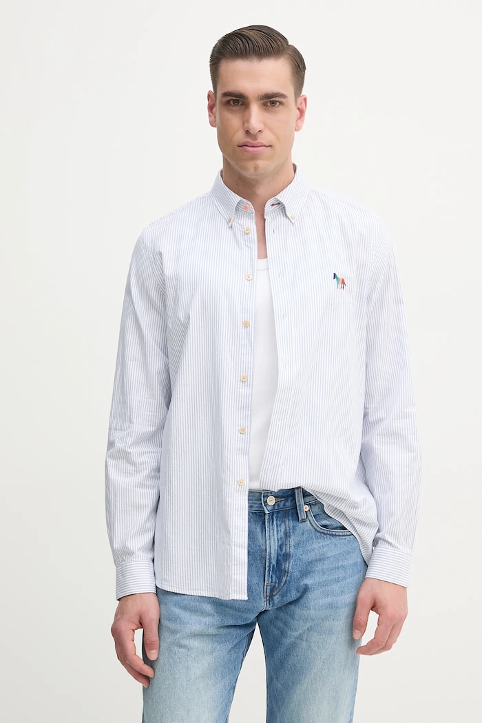 Bavlněná košile PS Paul Smith regular modrá M2R.708U.P22264