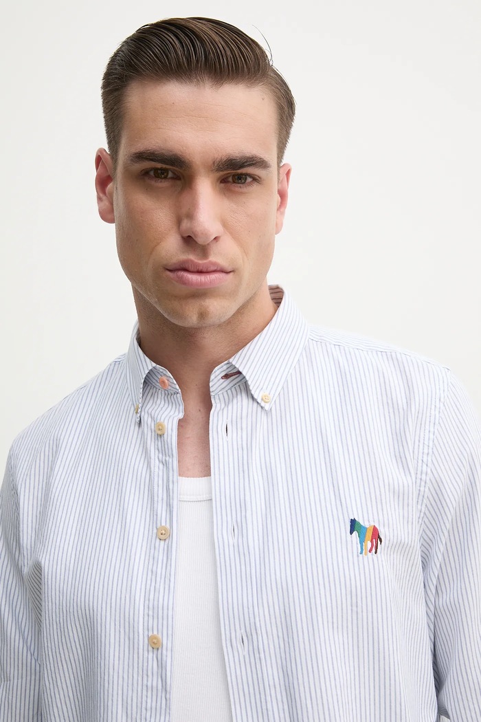 Bavlněná košile PS Paul Smith modrá M2R.708U.P22264