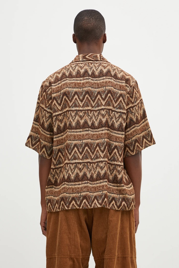 Clothing Needles wool blend shirt Cabana Shirt PU154 brown