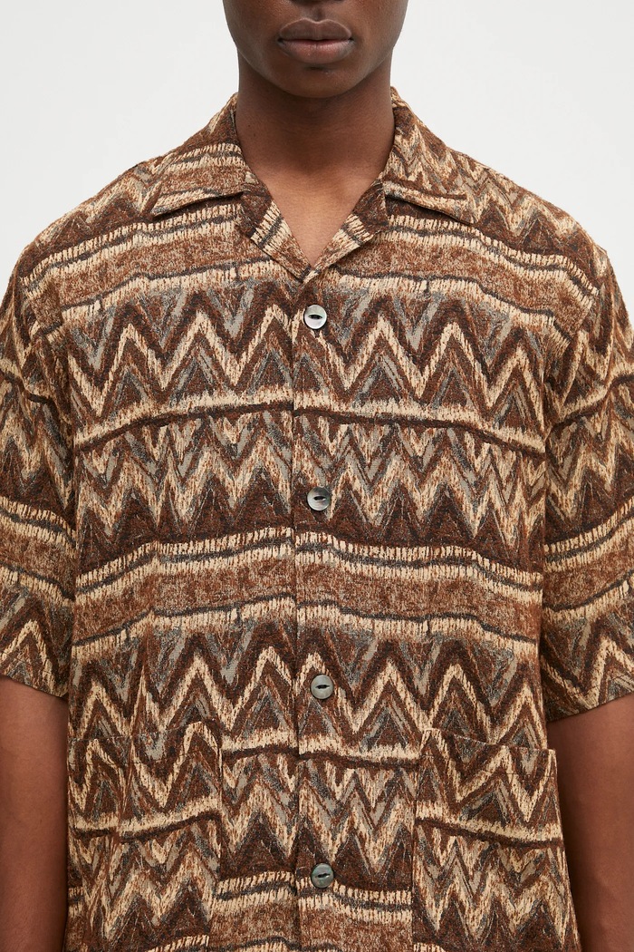 Needles wool blend shirt Cabana Shirt brown PU154