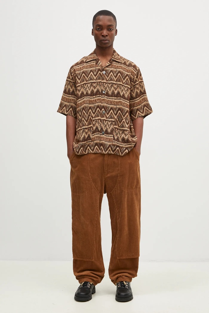 Needles wool blend shirt Cabana Shirt PU154 brown