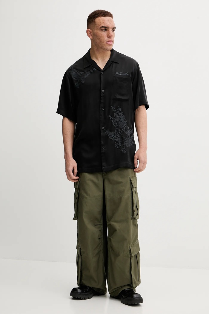 Maharishi koszula Peace Dove Embroidered Shirt 5326.BLACK czarny AW24