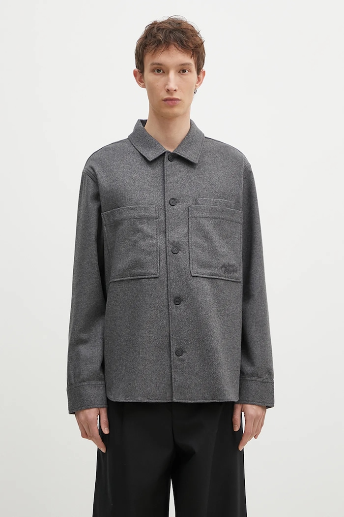 Maison Kitsuné camicia in lana Overshirt rilassato grigio MM00401WT0032