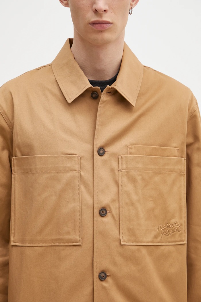 Куртка-сорочка Maison Kitsuné Overshirt бежевий MM00401WW0078