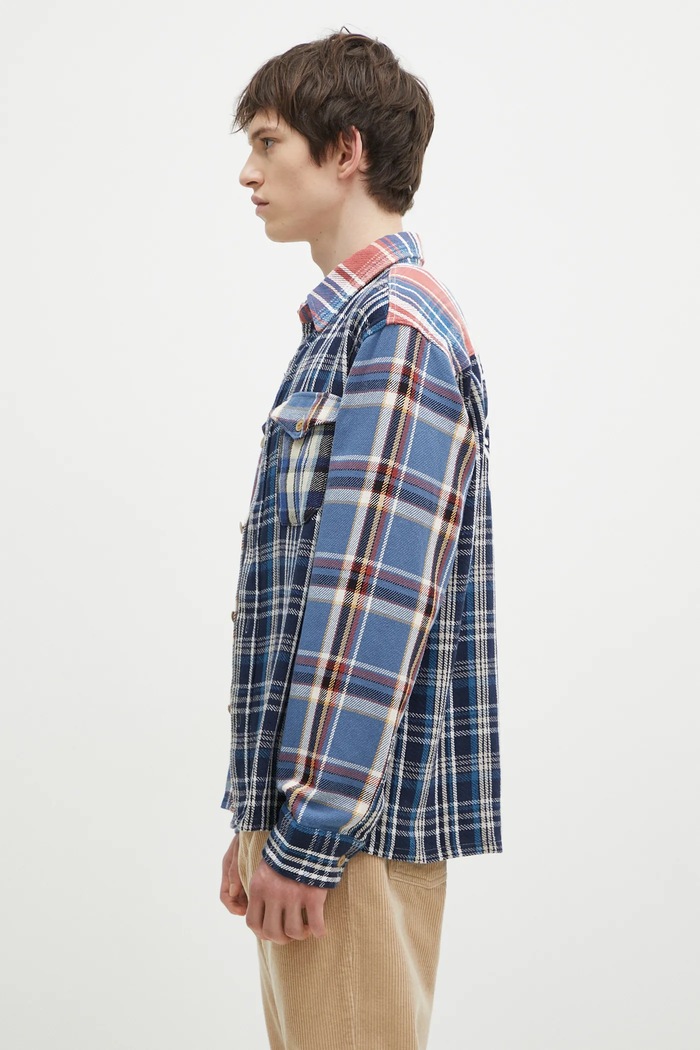Human Made camasa Crazy Check Longsleeve Shirt HM28SH014 albastru AW24