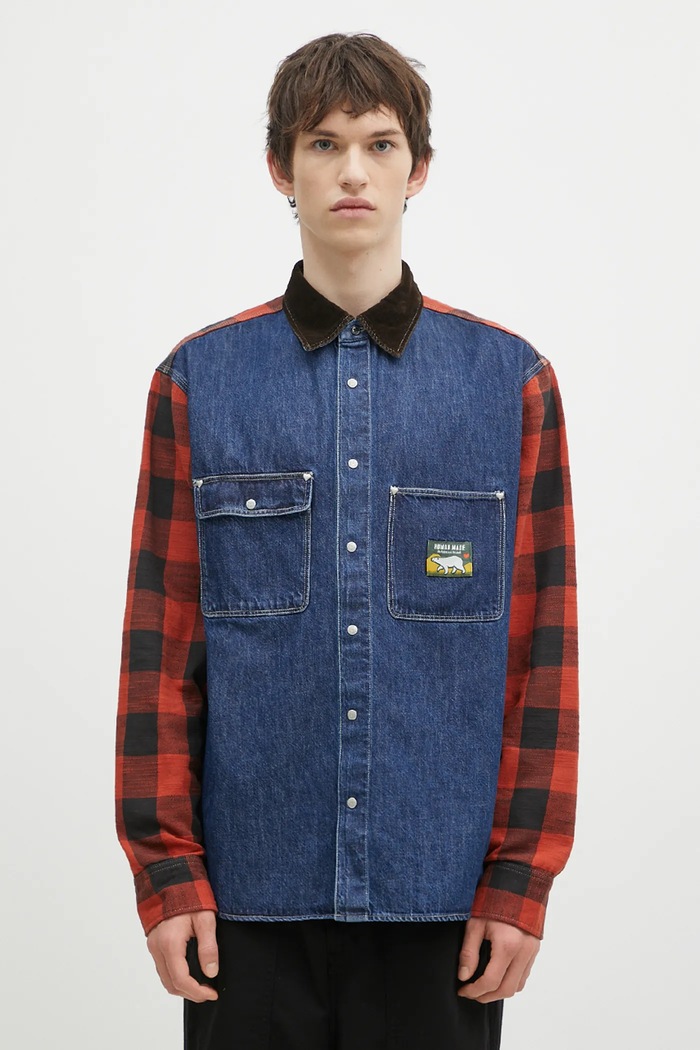 Риза Human Made Scout Shirt памук син HM28SH015